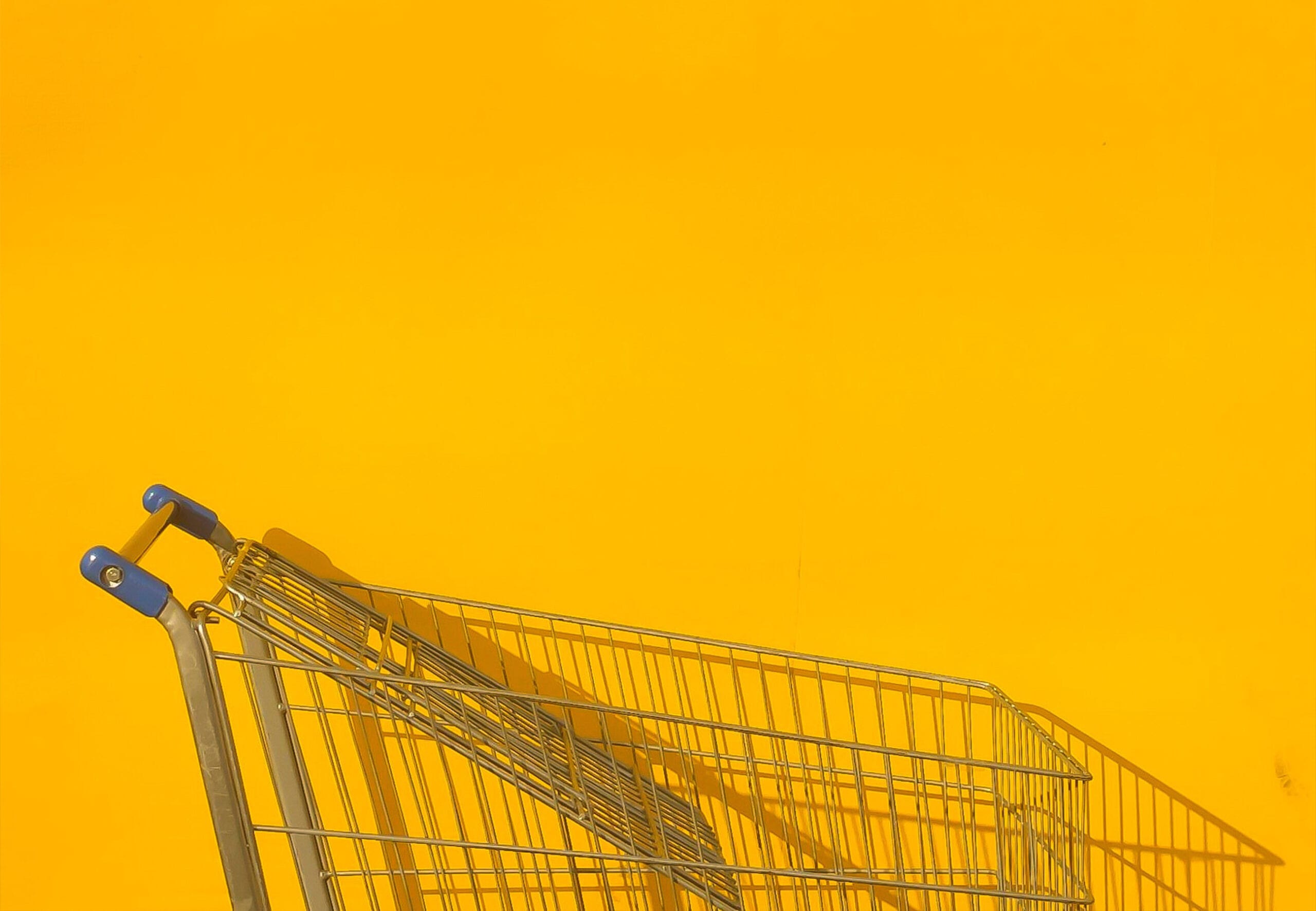 orange background shopping cart
